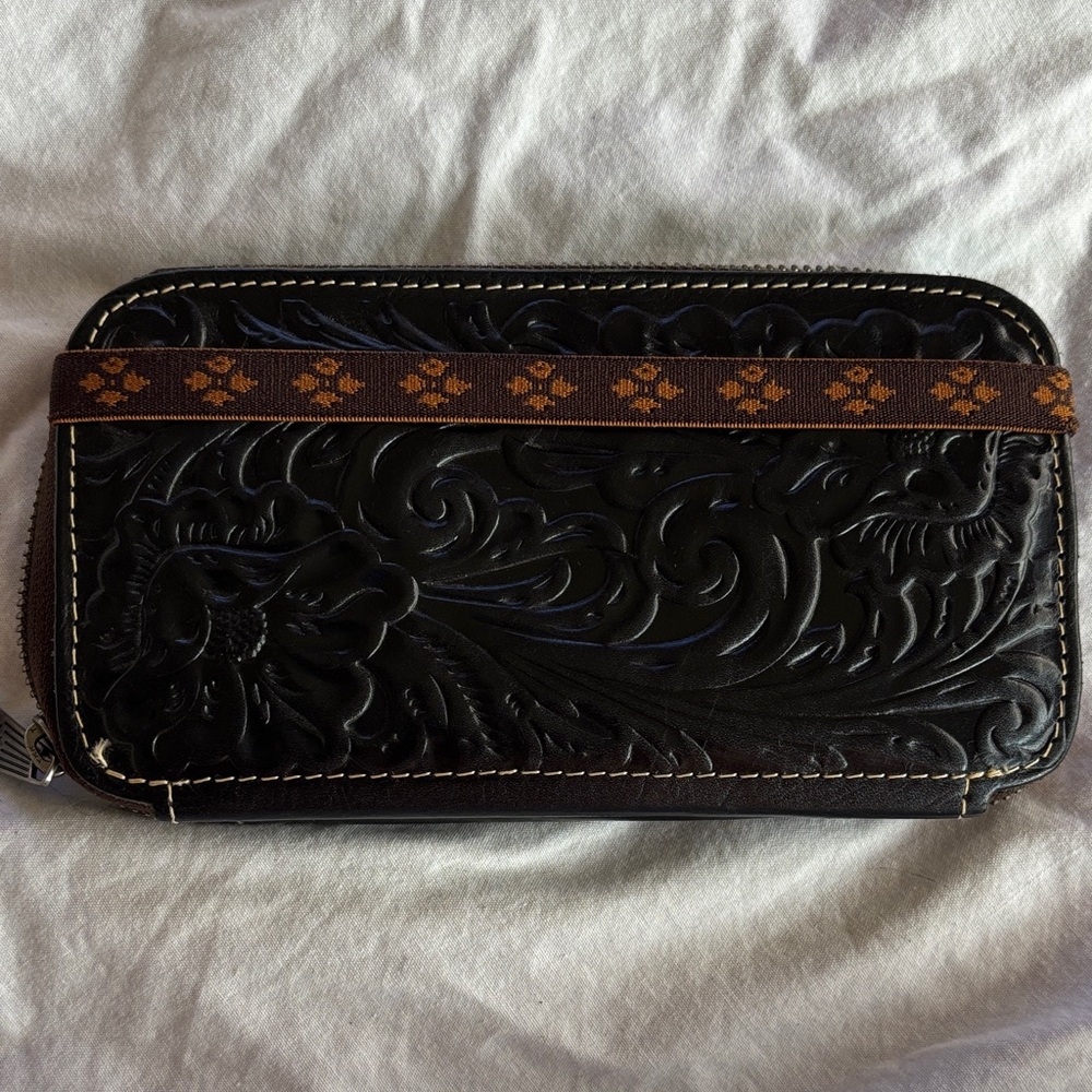 Patricia Nash Black Embossed Wallet